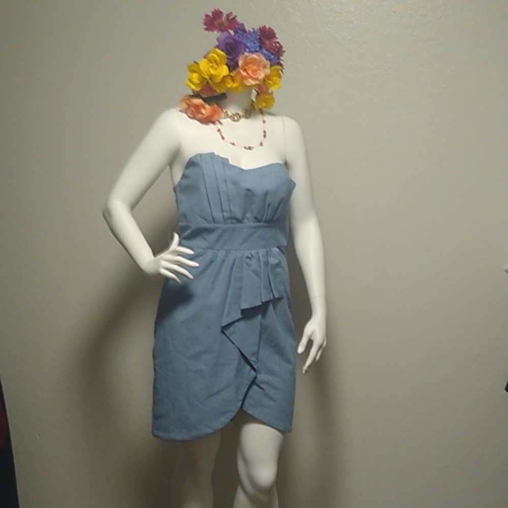 Blue Voom by Joy Han L Casual Halter Dress